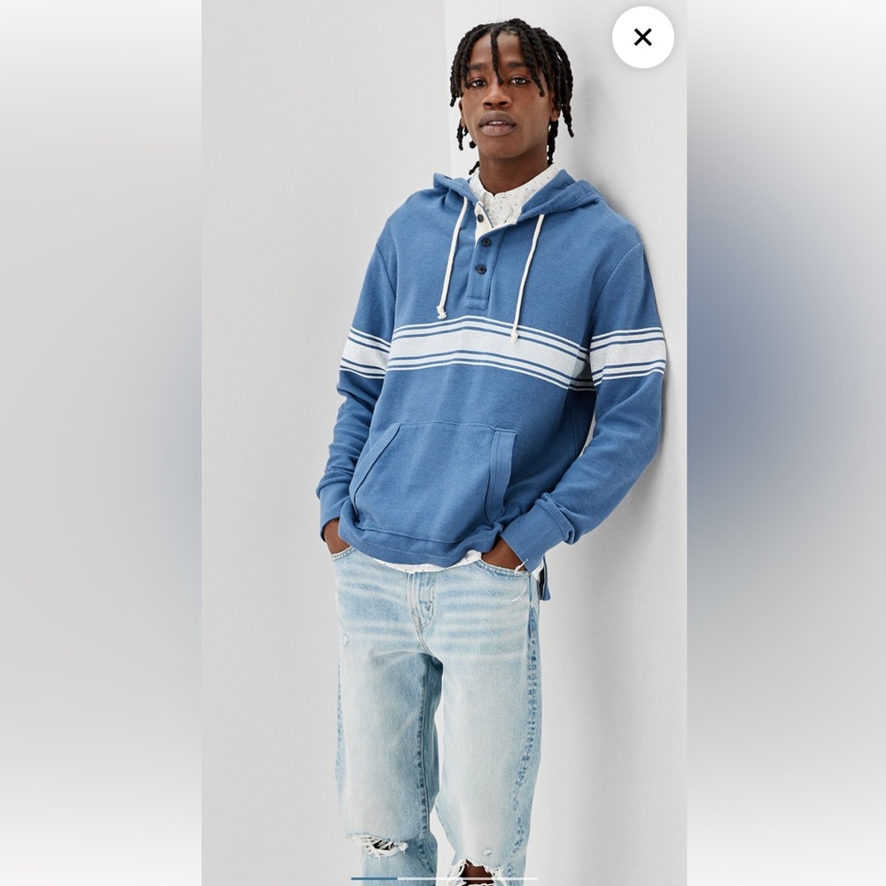 NWT American Eagle Blue Bonfire Fleece Baja Hoodie